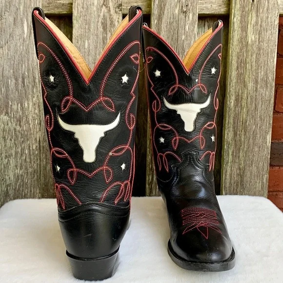 SOLD Justin Boots Steer Head Short Cowgirl Cowboy Western Boots Fits Women’s 7 - Picture 3 of 8